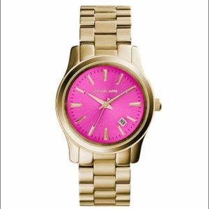 Michael Kors Runway Hot-pink and gold watch